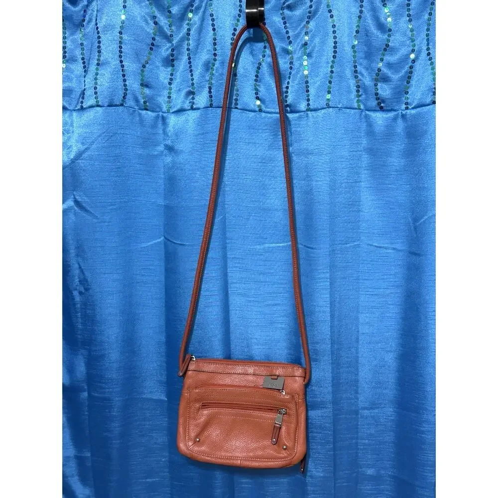 Tignanello Women's Small Pebble Leather Shoulder Crossbody Bag Orange